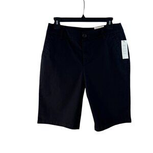 Liz Claiborne Classic Chino Bermuda Shorts Black Easy Fit Waist Hip & Thigh Size